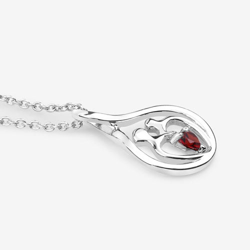 Bids.com 0.14 Carat Genuine Garnet .925 Sterling Silver Pendant Pendants White Smoke size 18.00
