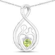 Bids.com 0.15 Carat Genuine Peridot .925 Sterling Silver Pendant Pendants White Smoke size 18.00