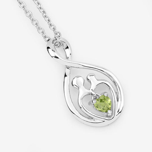 Bids.com 0.15 Carat Genuine Peridot .925 Sterling Silver Pendant Pendants White Smoke size 18.00