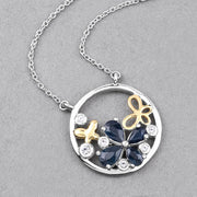 Bids.com 1.41 Carat Genuine Blue Sapphire and White Topaz .925 Sterling Silver Pendant Pendants Gray size 18.00