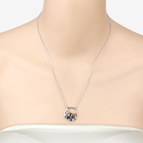 Bids.com 1.41 Carat Genuine Blue Sapphire and White Topaz .925 Sterling Silver Pendant Pendants Bisque size 18.00