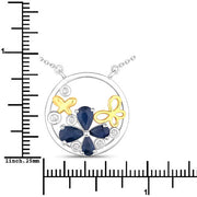 Bids.com 1.41 Carat Genuine Blue Sapphire and White Topaz .925 Sterling Silver Pendant Pendants White Smoke size 18.00