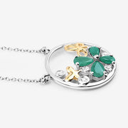 Bids.com 1.35 Carat Genuine Emerald and White Topaz .925 Sterling Silver Pendant Pendants White Smoke size 18.00