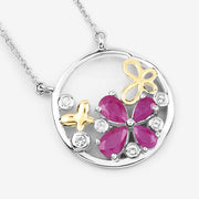 Bids.com 1.47 Carat Genuine Ruby and White Topaz .925 Sterling Silver Pendant Pendants White Smoke size 18.00