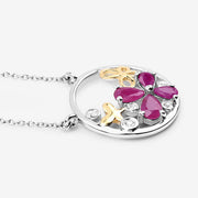 Bids.com 1.47 Carat Genuine Ruby and White Topaz .925 Sterling Silver Pendant Pendants White Smoke size 18.00