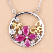 Bids.com 1.47 Carat Genuine Ruby and White Topaz .925 Sterling Silver Pendant Pendants Wheat size 18.00
