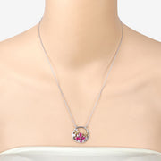 Bids.com 1.47 Carat Genuine Ruby and White Topaz .925 Sterling Silver Pendant Pendants Peach Puff size 18.00