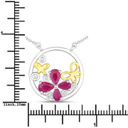 Bids.com 1.47 Carat Genuine Ruby and White Topaz .925 Sterling Silver Pendant Pendants White Smoke size 18.00