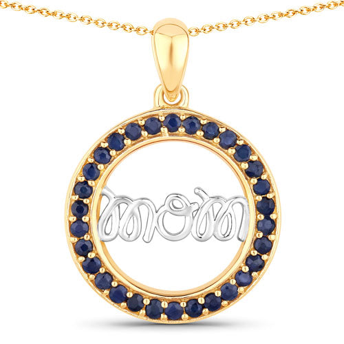 Bids.com 0.64 Carat Genuine Blue Sapphire .925 Sterling Silver Pendant Pendants White Smoke size 18.00