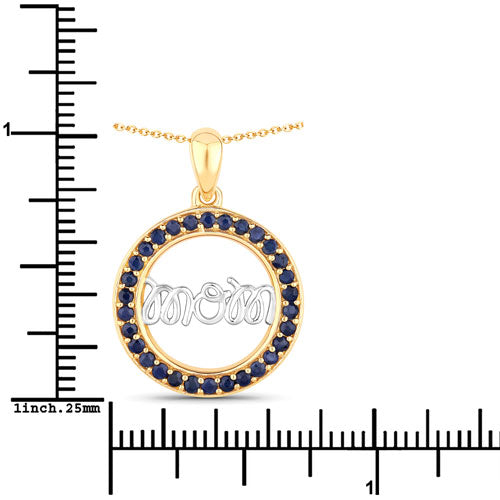 Bids.com 0.64 Carat Genuine Blue Sapphire .925 Sterling Silver Pendant Pendants White Smoke size 18.00