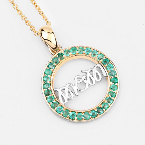 Bids.com 0.54 Carat Genuine Emerald .925 Sterling Silver Pendant Pendants White Smoke size 18.00