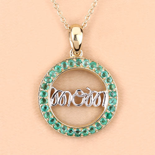 Bids.com 0.54 Carat Genuine Emerald .925 Sterling Silver Pendant Pendants Peach Puff size 18.00