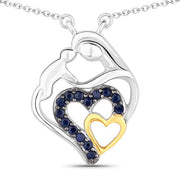 Bids.com 0.28 Carat Genuine Blue Sapphire .925 Sterling Silver Pendant Pendants White Smoke size 18.00