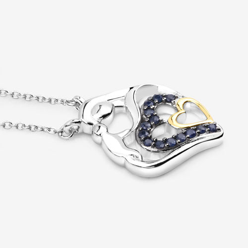 Bids.com 0.28 Carat Genuine Blue Sapphire .925 Sterling Silver Pendant Pendants White Smoke size 18.00