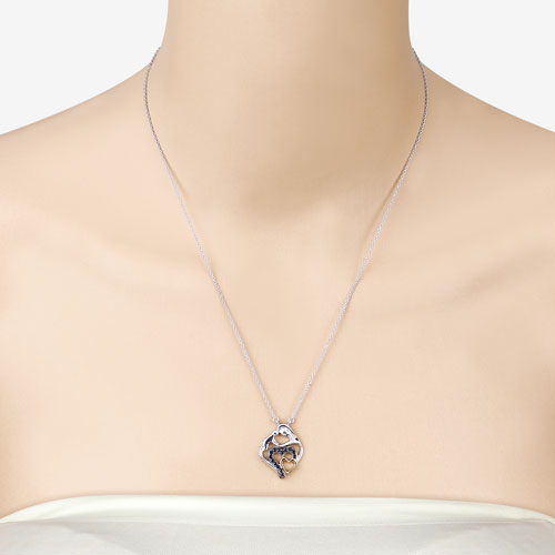 Bids.com 0.28 Carat Genuine Blue Sapphire .925 Sterling Silver Pendant Pendants Bisque size 18.00