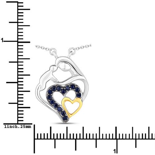 Bids.com 0.28 Carat Genuine Blue Sapphire .925 Sterling Silver Pendant Pendants White Smoke size 18.00