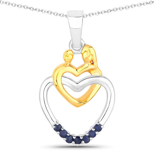 Bids.com 0.14 Carat Genuine Blue Sapphire .925 Sterling Silver Pendant Pendants White Smoke size 18.00