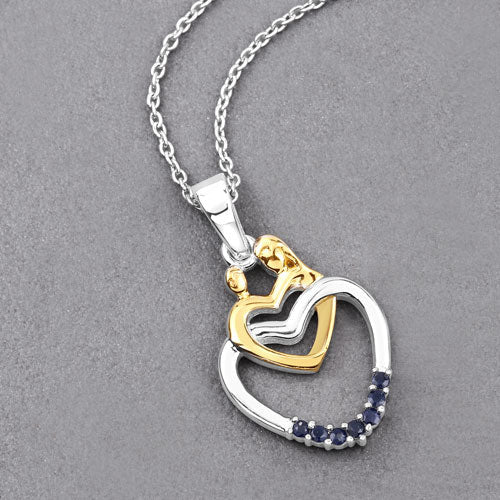 Bids.com 0.14 Carat Genuine Blue Sapphire .925 Sterling Silver Pendant Pendants Dark Gray size 18.00