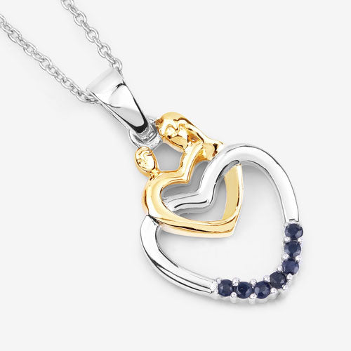 Bids.com 0.14 Carat Genuine Blue Sapphire .925 Sterling Silver Pendant Pendants White Smoke size 18.00