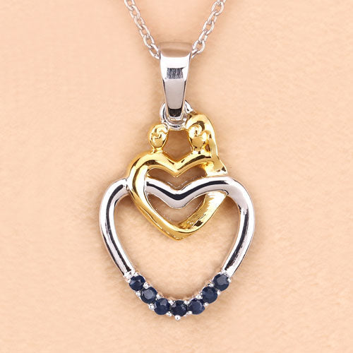 Bids.com 0.14 Carat Genuine Blue Sapphire .925 Sterling Silver Pendant Pendants Peach Puff size 18.00