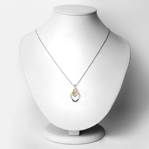 Bids.com 0.14 Carat Genuine Blue Sapphire .925 Sterling Silver Pendant Pendants White Smoke size 18.00