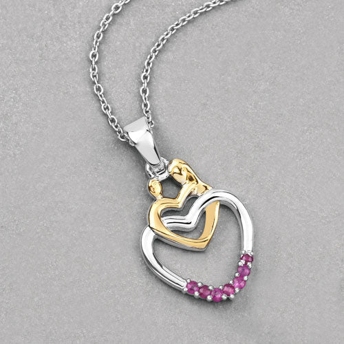 Bids.com 0.14 Carat Genuine Ruby .925 Sterling Silver Pendant Pendants Gray size 18.00