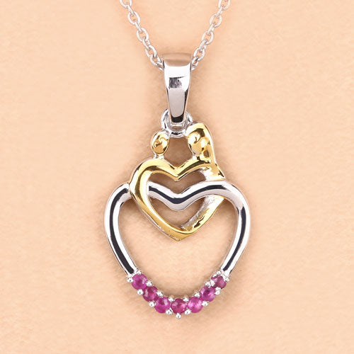 Bids.com 0.14 Carat Genuine Ruby .925 Sterling Silver Pendant Pendants Peach Puff size 18.00