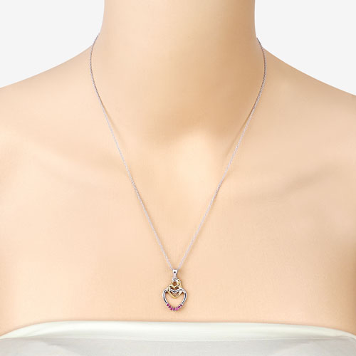 Bids.com 0.14 Carat Genuine Ruby .925 Sterling Silver Pendant Pendants Peach Puff size 18.00