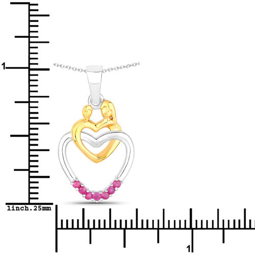 Bids.com 0.14 Carat Genuine Ruby .925 Sterling Silver Pendant Pendants White Smoke size 18.00