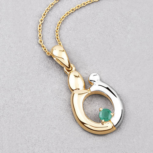 Bids.com 0.17 Carat Genuine Emerald .925 Sterling Silver Pendant Pendants Thistle size 18.00