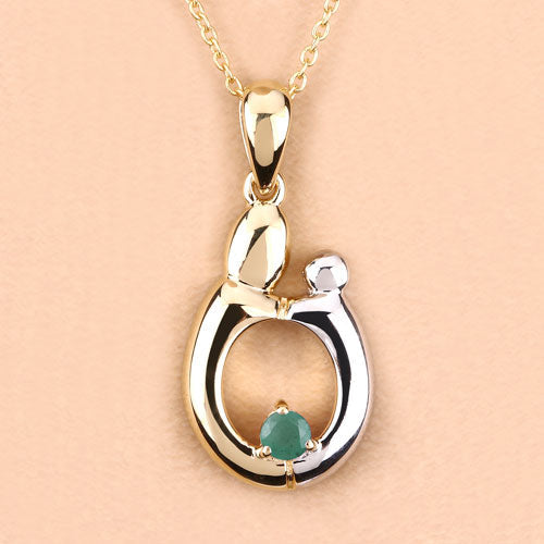 Bids.com 0.17 Carat Genuine Emerald .925 Sterling Silver Pendant Pendants Peach Puff size 18.00