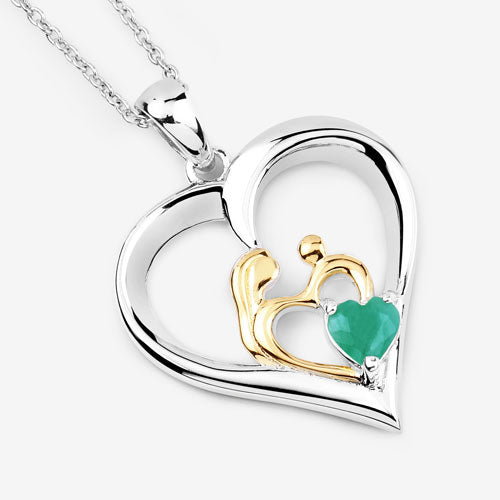 Bids.com 0.45 Carat Genuine Emerald .925 Sterling Silver Pendant Pendants White Smoke size 18.00