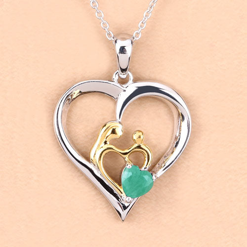 Bids.com 0.45 Carat Genuine Emerald .925 Sterling Silver Pendant Pendants Peach Puff size 18.00