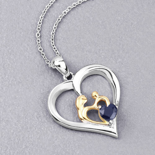 Bids.com 0.50 Carat Genuine Blue Sapphire .925 Sterling Silver Pendant Pendants Gray size 18.00