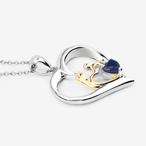 Bids.com 0.50 Carat Genuine Blue Sapphire .925 Sterling Silver Pendant Pendants White Smoke size 18.00