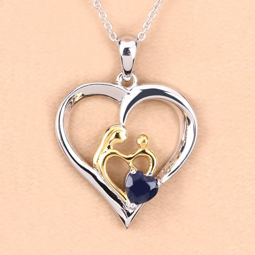 Bids.com 0.50 Carat Genuine Blue Sapphire .925 Sterling Silver Pendant Pendants Peach Puff size 18.00