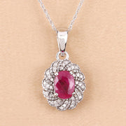 Bids.com 0.95 Carat Genuine Ruby and White Diamond 10K White Gold Pendant Pendants Wheat