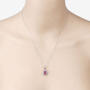 Bids.com 0.95 Carat Genuine Ruby and White Diamond 10K White Gold Pendant Pendants Light Gray
