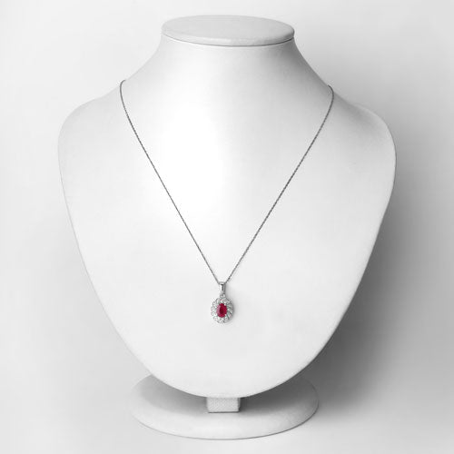 Bids.com 0.95 Carat Genuine Ruby and White Diamond 10K White Gold Pendant Pendants Lavender