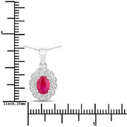 Bids.com 0.95 Carat Genuine Ruby and White Diamond 10K White Gold Pendant Pendants White Smoke