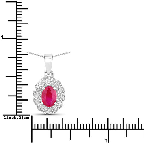 Bids.com 0.95 Carat Genuine Ruby and White Diamond 10K White Gold Pendant Pendants White Smoke