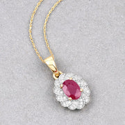 Bids.com 0.95 Carat Genuine Ruby and White Diamond 10K Yellow Gold Pendant Pendants Gray