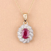 Bids.com 0.95 Carat Genuine Ruby and White Diamond 10K Yellow Gold Pendant Pendants Wheat