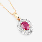Bids.com 0.95 Carat Genuine Ruby and White Diamond 10K Yellow Gold Pendant Pendants White Smoke