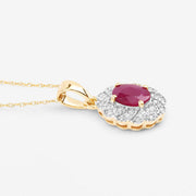 Bids.com 0.95 Carat Genuine Ruby and White Diamond 10K Yellow Gold Pendant Pendants White Smoke