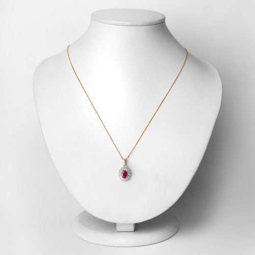 Bids.com 0.95 Carat Genuine Ruby and White Diamond 10K Yellow Gold Pendant Pendants Lavender