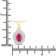 Bids.com 0.95 Carat Genuine Ruby and White Diamond 10K Yellow Gold Pendant Pendants White Smoke