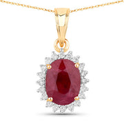 Bids.com 1.60 Carat Genuine Ruby and White Diamond 10K Yellow Gold Pendant Pendants White Smoke Default Title