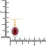 Bids.com 1.60 Carat Genuine Ruby and White Diamond 10K Yellow Gold Pendant Pendants White Smoke
