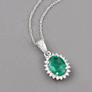 Bids.com 1.36 Carat Genuine Zambian Emerald and White Diamond 10K White Gold Pendant Pendants Dark Gray